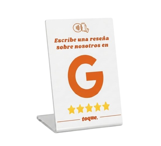 Placa toque. blanca para reseñas de Google