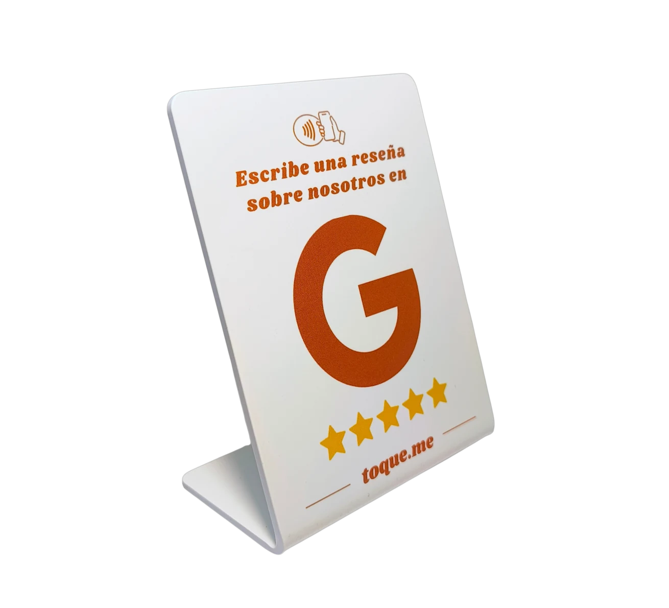 Placa toque. blanca para reseñas de Google