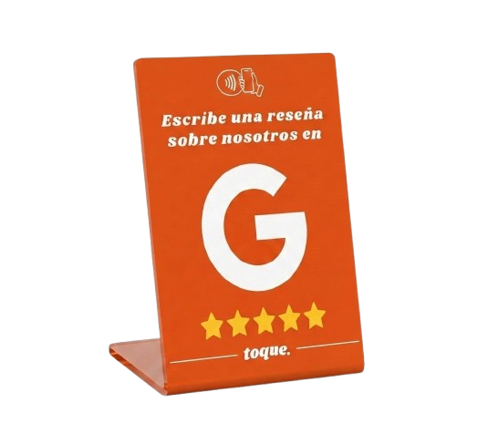 Placa toque. naranja para reseñas de Google