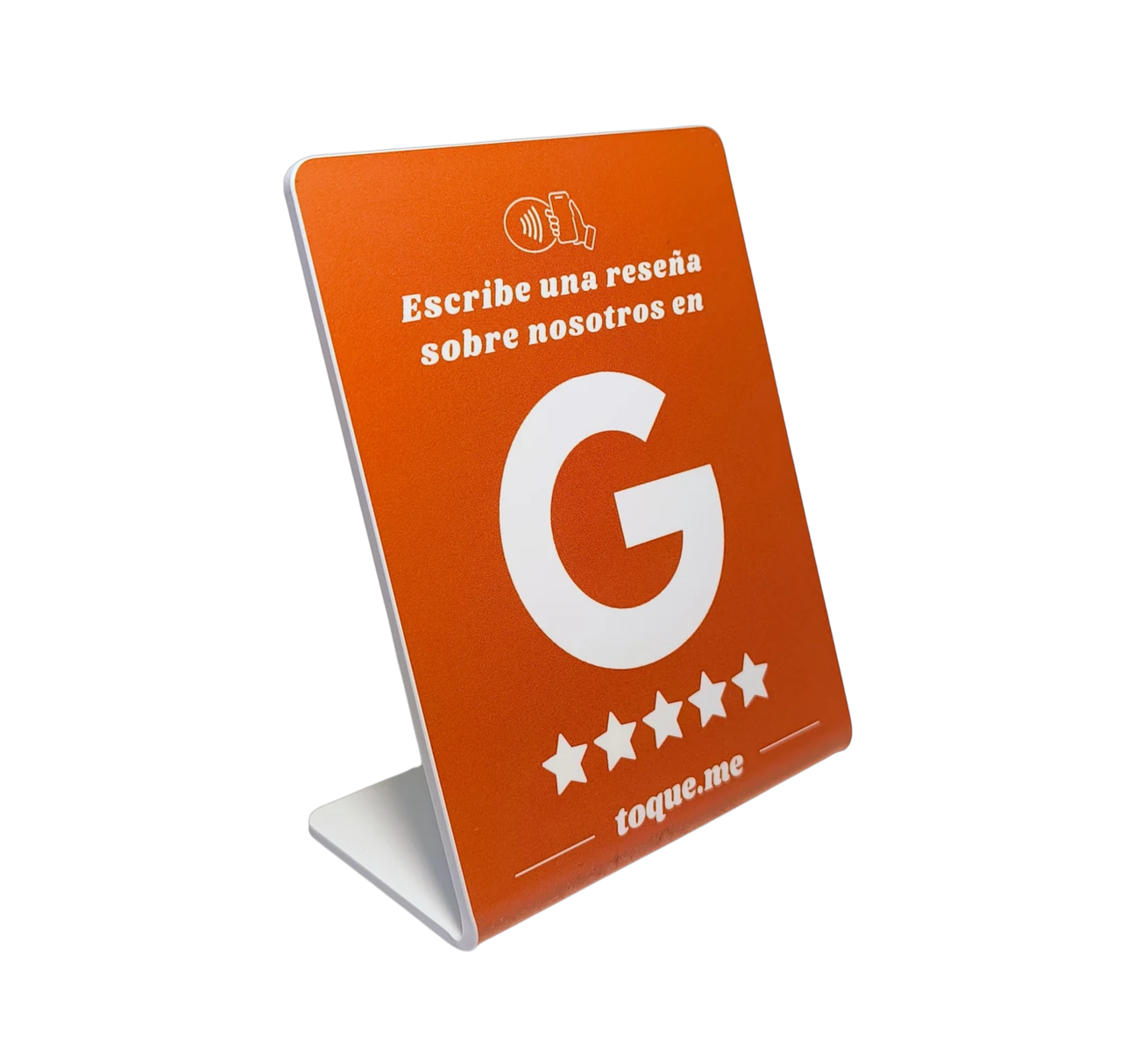 Placa toque. naranja para reseñas de Google